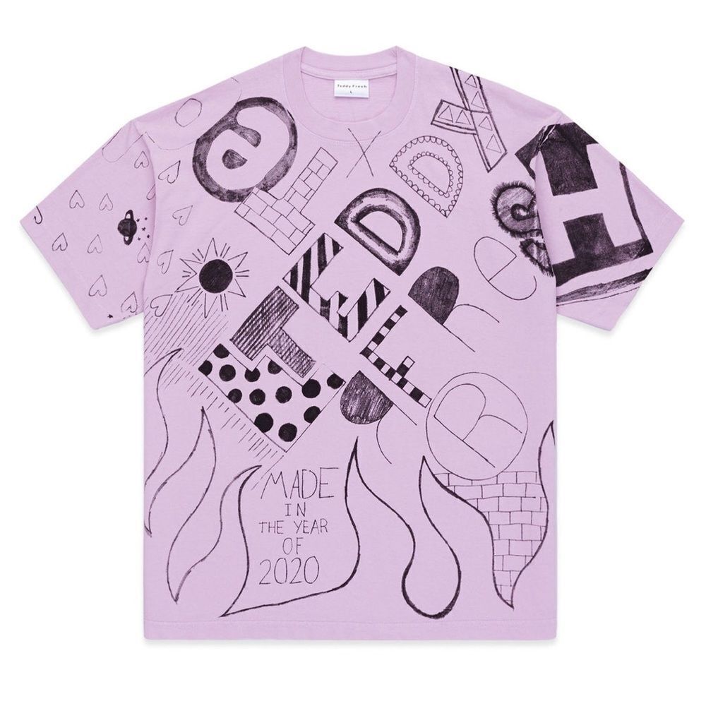 Teddy Fresh Marker Sketch T Shirt By Hila Klein Made In The Year Of 2020 size XL